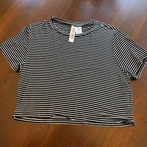 Mimi Chica Striped Black White Crop Top Size Small